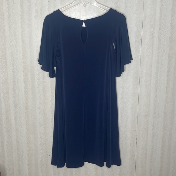 ❤️ CALVIN KLEIN Womens Swing Flowy Navy Blue Short sleeved Dress Size 6 - Picture 5 of 7